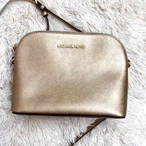 Michael Kors Gold Leather Dome Bag